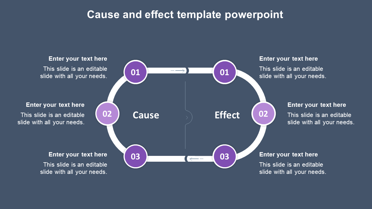 Cause and effect template powerpoint-purple